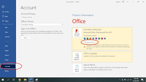 Activating Microsoft Office 2021 Professional Plus