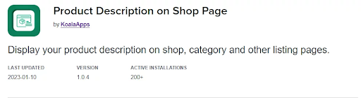 Product Description On the Shop Page