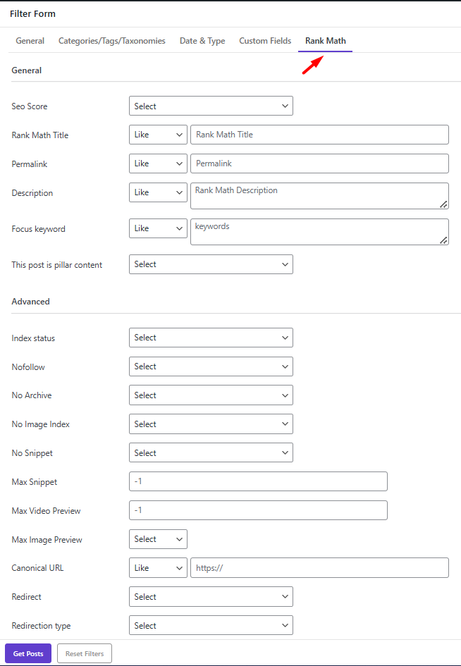 bulk editing Rank Math SEO fields